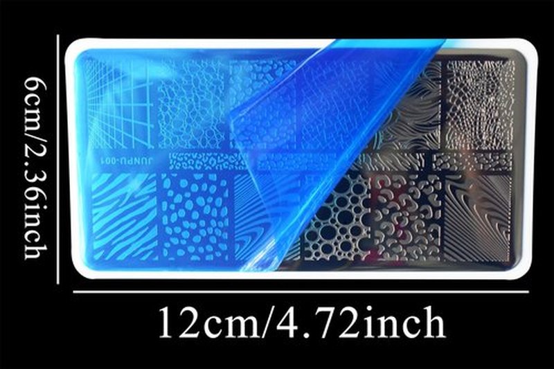 French Nail Stamping Plate - 3pcs Metal Nail Stamp Plates Set for Nails Art Design Geometric Leopard Print Abstract Stripes Swirl Line Graffiti Plaid Image Stamps Stencils 12x 6cm