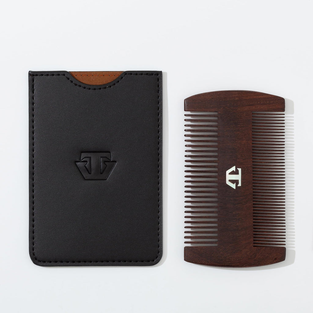 TRAWILD Sandalwood Beard Comb for Men with Mother of Pearl Inlay, Premium Grooming Wood & Wooden Comb for Beard and Mustache