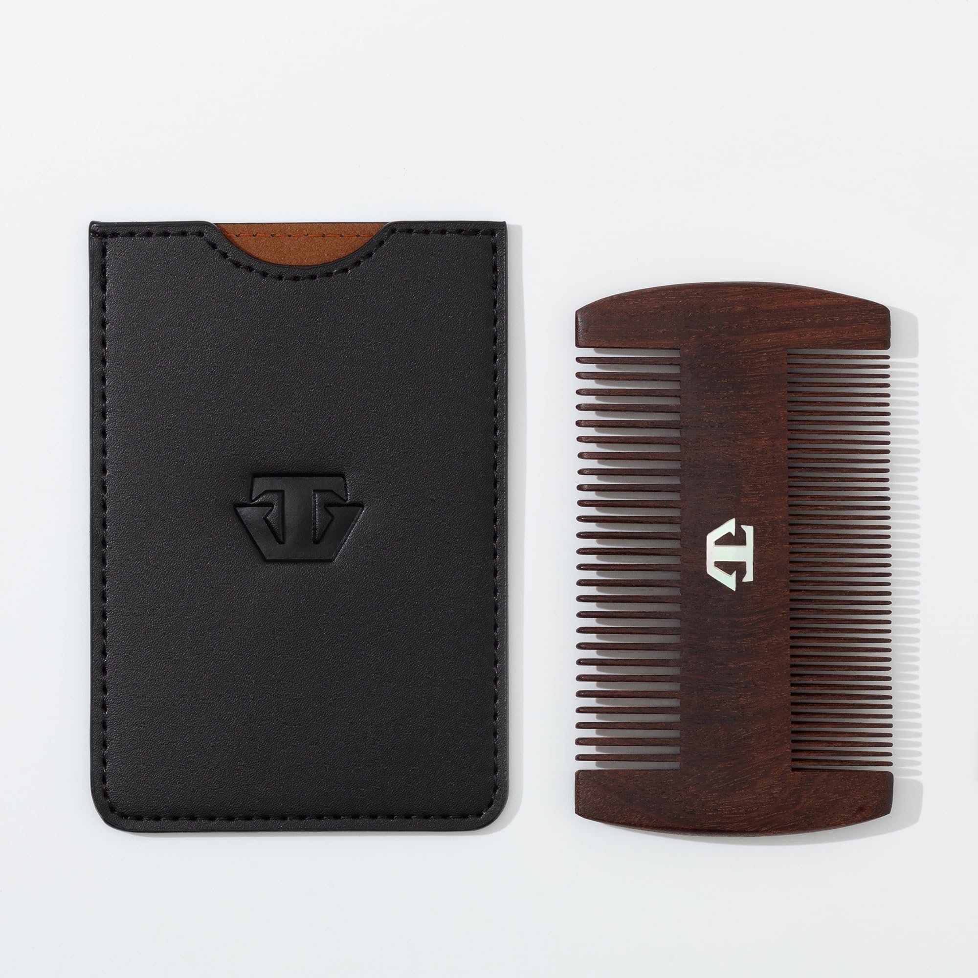 TRAWILD Sandalwood Beard Comb for Men with Mother of Pearl Inlay, Premium Grooming Wood & Wooden Comb for Beard and Mustache