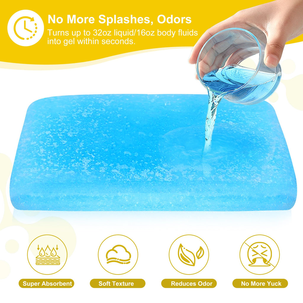 50 Pcs Super Absorbent Commode Pads | Locks Odor & Prevents Splash | Disposable Bedside Commode Liners Pads with Absorbent Gel for Adult Portable Toilet Chair Seat Bucket and Bedpan Home Medical Care