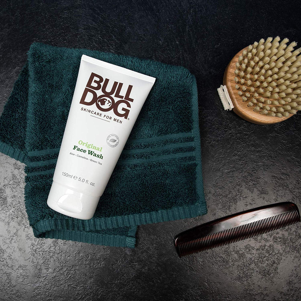 Bulldog Mens Skincare and Grooming Original Face Wash with Aloe, Camelina & Green Tea, 5 Fl. Oz. - Pack of 3
