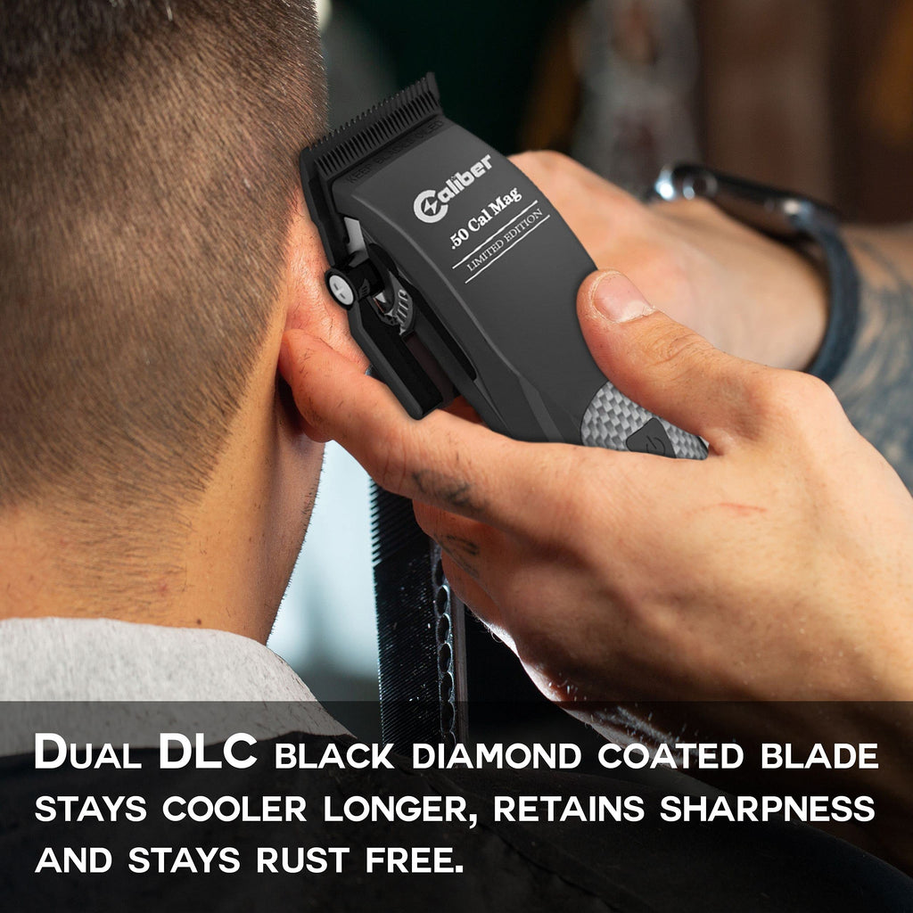 Caliber Pro - .50 Cal Limited Edition Clipper - Long Lasting 8+ Hours of Power - Ultra Low Noise Technology - Rechargeable Powerful Battery - Easy Zero Gap Cut - Hair Grooming Tool for Men (Black)