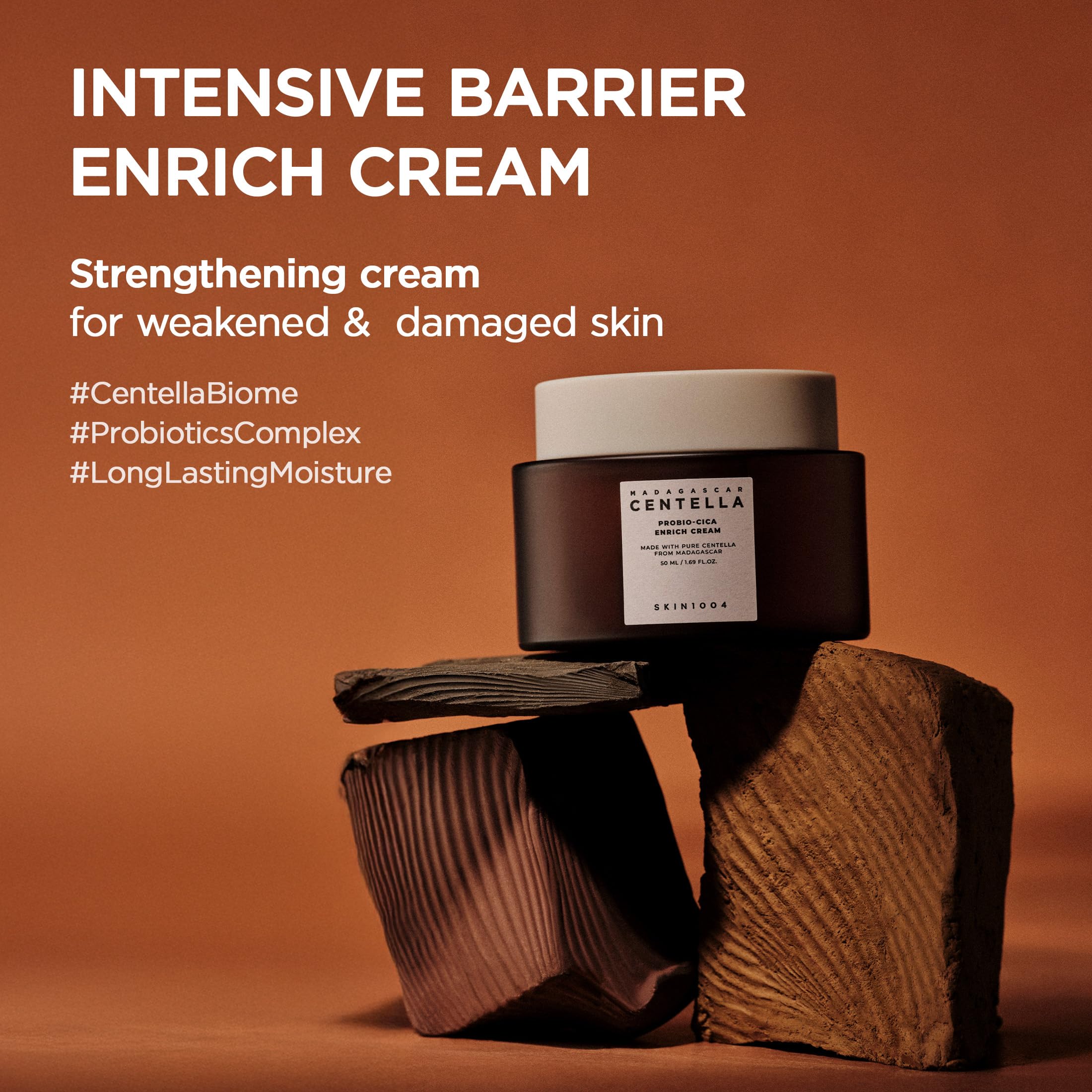 SKIN1004 Probio Cica Enrich Cream 1.69 fl.oz, 50ml, Korean Face Moisturiser, Night Face Cream with Madagascar Centella, Hydrating Moisturizer for Soothing and Strengthening the Skin, Korean Skin Care