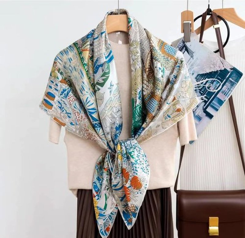 ANDANTINO 100% Silk Scarf - Large 43" Lightweight Square Headscarf & Shawl for Women | Gift-Ready Packaging