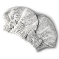 SportMore Microfiber Hair Towel Wrap, Soft Absorbent & Quick Drying Cap Set for Curly Thick Hair, Women & Girls - 2 Pcs (Stripe & Gray)