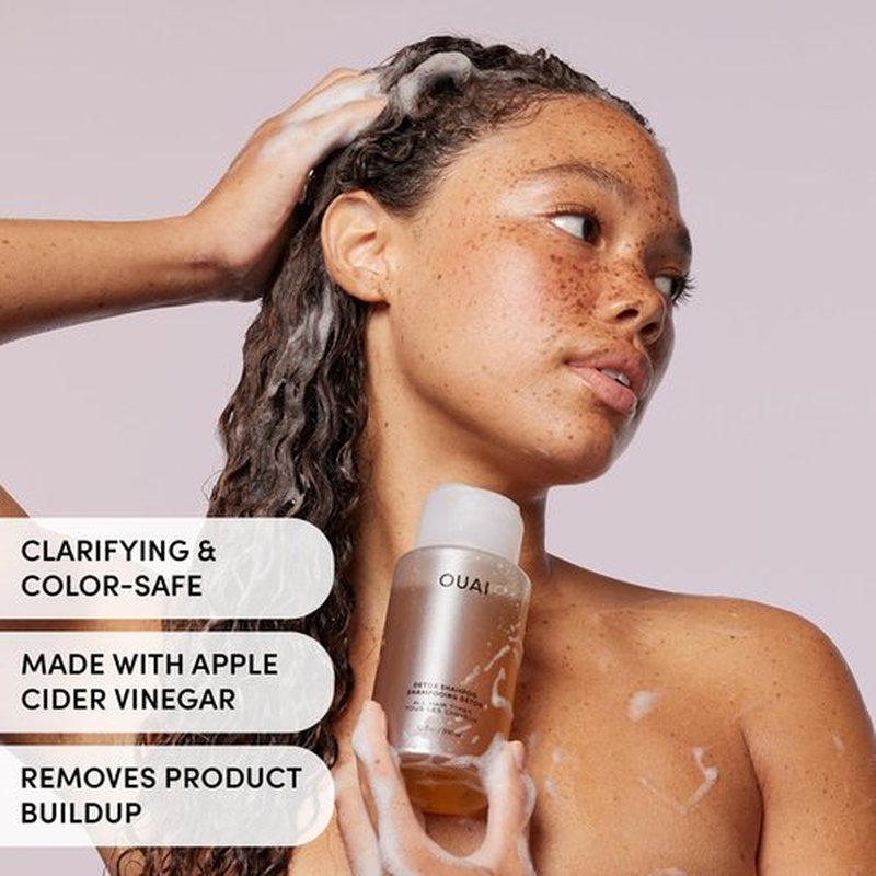 OUAI Detox Shampoo & Medium Hair Conditioner Bundle - Clarifying Shampoo for Build Up, Dirt, Oil, Product and Hard Water & Hydrating Conditioner for Medium Hair (2 Count)