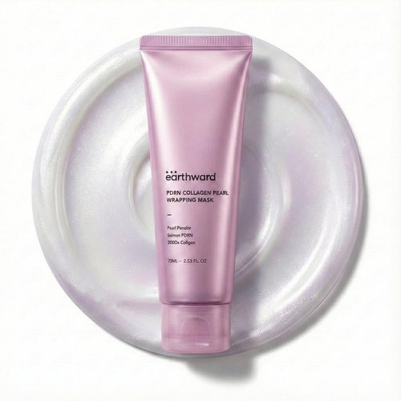 EARTHWARD Collagen Wrapping Mask with Salmon PDRN, Fast & Intensive Glass Skin Firming Care, Boosts Elasticity & Reduces Sagging, Korean Skincare (+ Free Jelly Brush Included), 75ml/2.53 fl oz