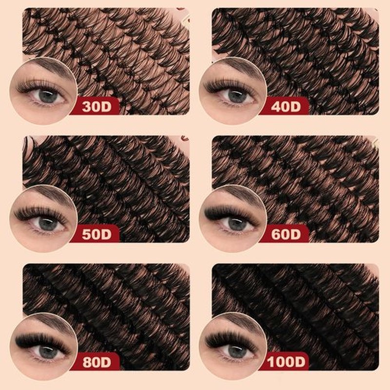 Higu clace Lash Clusters 600pcs 30D+40D+50D+60D+80D+100D Eyelash Clusters 6 Styles Mixed 10-18MM, Wispy Cluster Eyelash Extensions, Easy to Use, Can DIY at Home