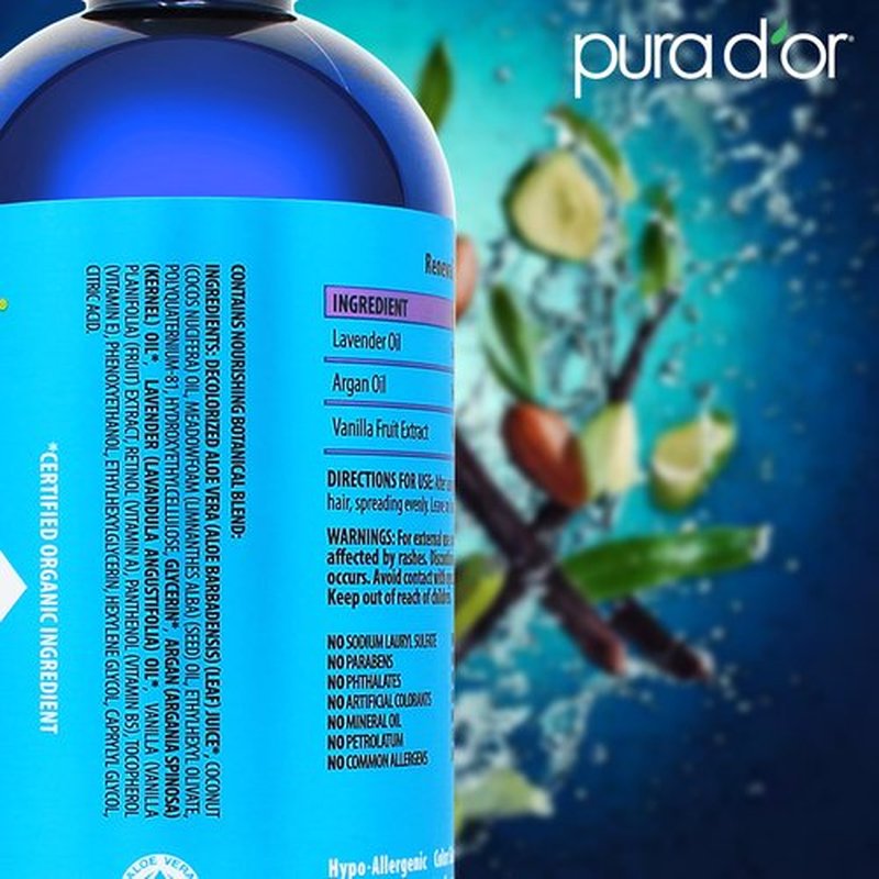 PURA D'OR 16 Oz Renewal Argan Oil Conditioner – Sulfate-Free, Hydrating, Frizz Control, Color-Safe, with Organic Aloe Vera & Argan Oil, Nourishing & Strengthening for Dry, Damaged Hair