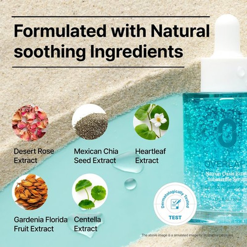 Overlaps 5000ppm Ectoin Redness Soothing Serum | Facial Serum for Blemish-Prone & Sensitive Skin | Lightweight Hydration with 8-Layer Hyaluronic Acid & Peptides | Korean Skincare, 1.01 fl. oz.