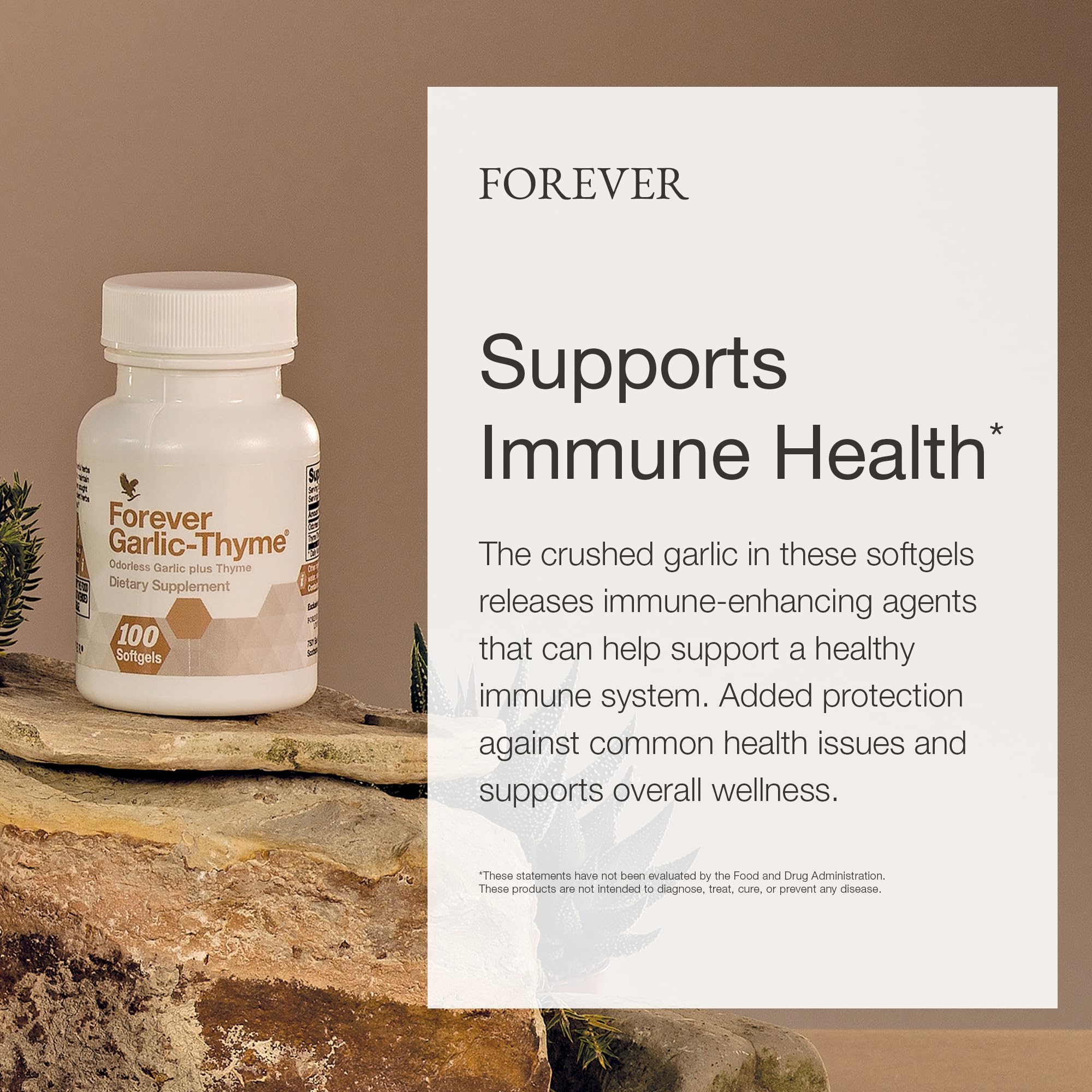 Forever Living - Forever Garlic-Thyme - Cardiovascular & Immune Support with 10mg Garlic Extract & 50mg Thyme Leaf Powder - Odorless Softgel, Gluten-Free - 100 Softgels