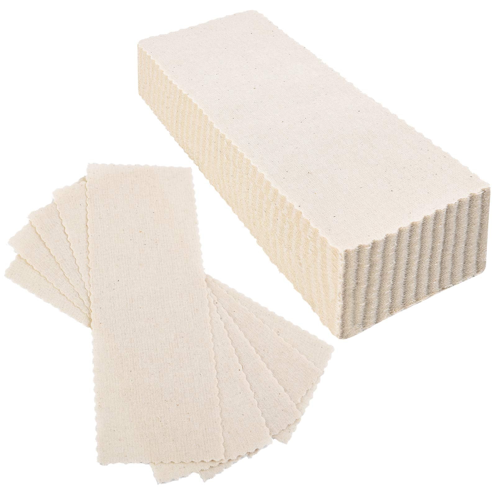 Maitys 100 Pieces Body and Facial Muslin Strips for Hair Removal Natural Muslin Epilating Strips 2.8 x 7.9 Inches Large Bulk for Women and Men