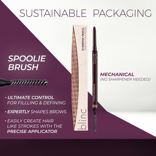 Blinc Eyebrow Pencil, Dual-Sided Precise, Fine Tip Eyebrow Pencil with Vitamins C & E, Natural Finish, Long-Wearing, Water-Resistant, Vegan, Gluten-Free & Cruelty-Free, Dark Brunette, 0.09g/0.003 Oz.
