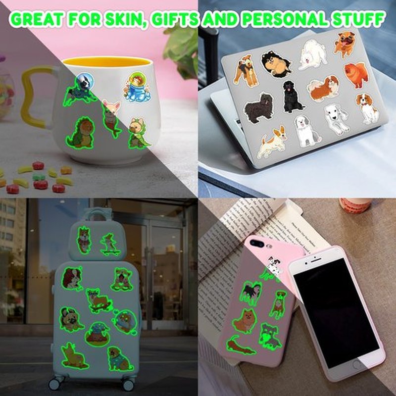 96 PCS Dog Pet Pre-Cut Luminous Glow in the dark Temporary Tattoos for Kids | Super Cute First Themed Birthday Party Favors, Supplies, Decorations, Animal Fake Tattoo Stickers Gifts for Boys Girls