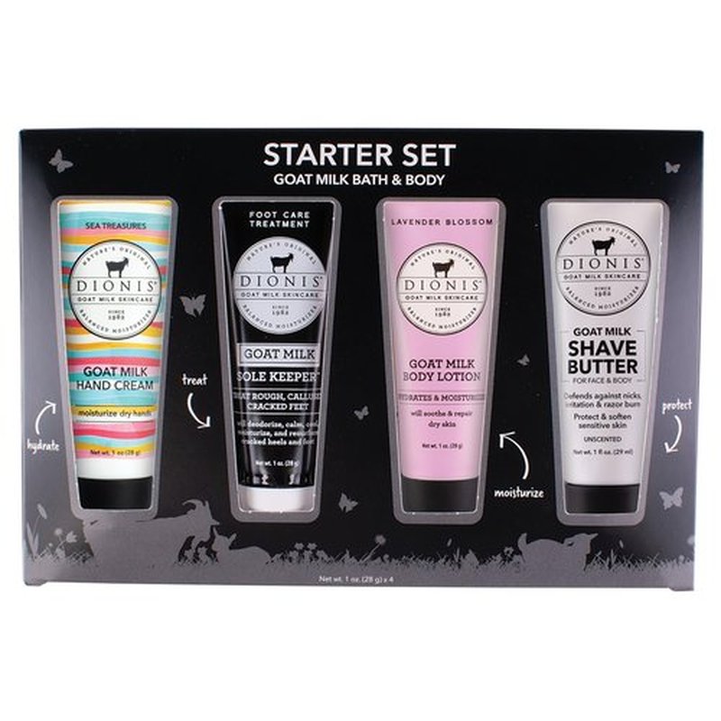 Dionis Goat Milk Bath & Body Starter Set 1 oz (Pack of 4)