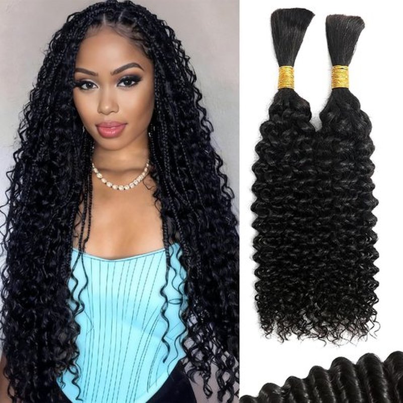 Human Braiding Hair For Boho Braids 110g Jerry Curly Bundles Human Hair 12A Remy Boho Human Hair For Braiding No Weft 2 Bundles/Pack Bulk Boho Hair for Braiding 18 inch Natural Black