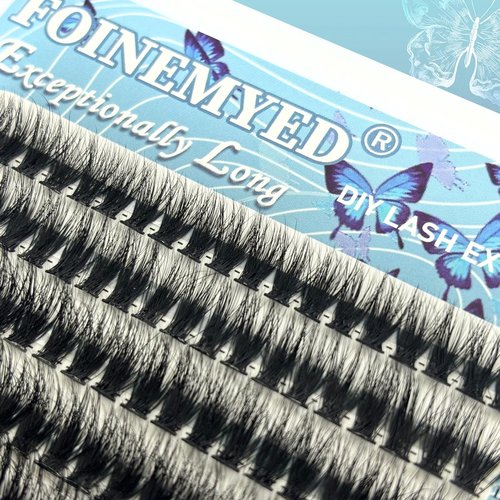 Lash Clusters 10-24mm Extra Long Thick 200D Cluster Eyelash Extensions 200pcs Volume D Curly Wispy Individual Lashes Plant Fibers False Eyelashes DIY Lash Extension for Beginners, by FOINEMYED