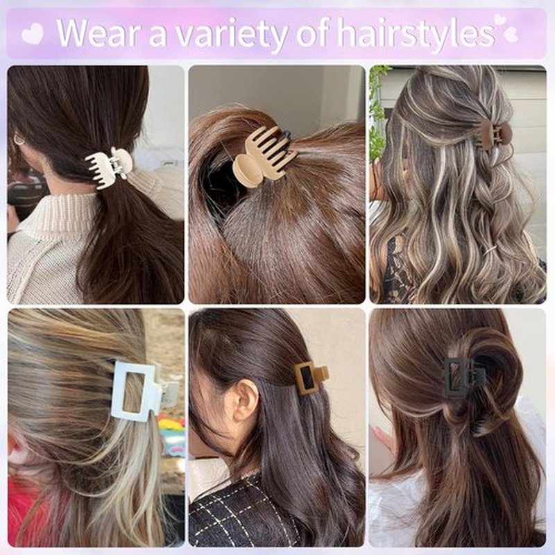 HFLYJPYW 8 Pack Small Claw Clips for Women Girls Double Row Teeth Medium Hair Clips Matte Claw Clips for Thin Hair No Slip Hair Clips for Short Hair Accessories (Dark Series)