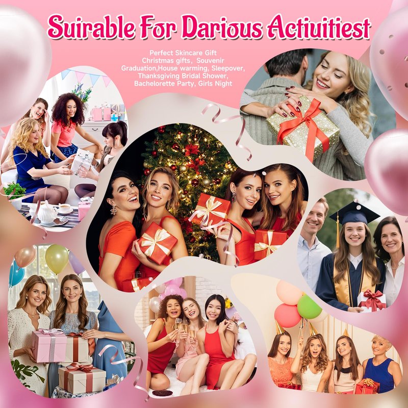 VESPRO 110PCS Spa Party Supplies for Girls, Spa Day Kit Include Face Masks Skincare, Hand Cream, Lip Balm, Under Eye Patches, Mini Hair Brush, Spa Birthday Sleepover Party Supplies for Teen Girls