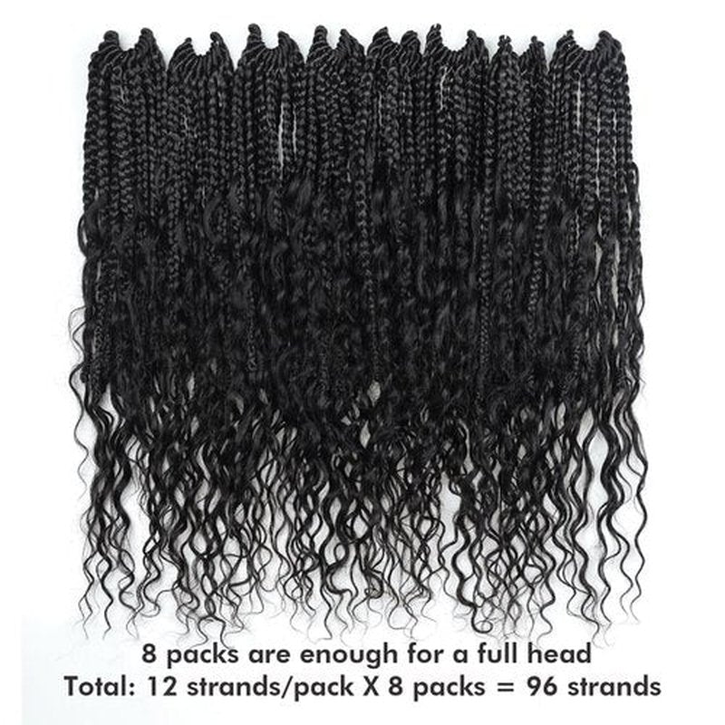 Toyotress Boho Crochet Braids Human Hair - 12 Inch 8 Packs Pre-Looped Miracle Knots Crochet Hair for Black Women, Natural Black Handmade Pre-Twisted Braiding Hair Extensions (12 Inch, 1B-8P)