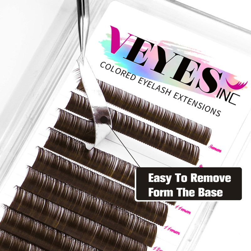VEYES INC Colored Lash Extensions 03 05 07 15 C/D Curl 8-16mm Mixed Length Tray, Premium Individual Silk Eyelashes, Professional Supplies for Lash Techs (Dark Latte Brown 0.05 CC 8-16mm)
