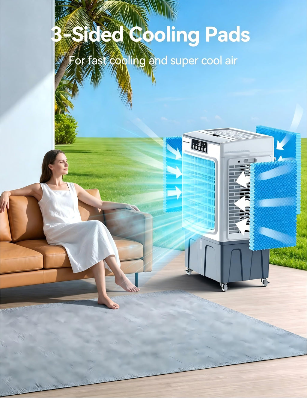 VAGKRI Swamp Cooler, 3100 CFM Evaporative Air Cooler with 12 Gallon Tank, 120° Oscillation, 3 Modes & 3 Speeds, 24H Timer, Remote Control, Outdoor Cooling Fan with Auto Fill for Patio, Garage, Factory