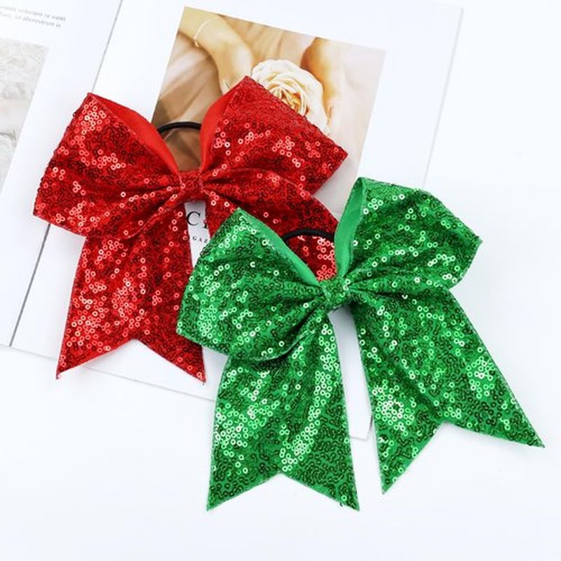 Dizila 12 Pieces Colorful Sparkly Sequin Big Bow Hair Ties Elastics Rubber Bands Ponytail Holders Hair Scrunchies Ropes Accessories for Women Girls Teens Kids