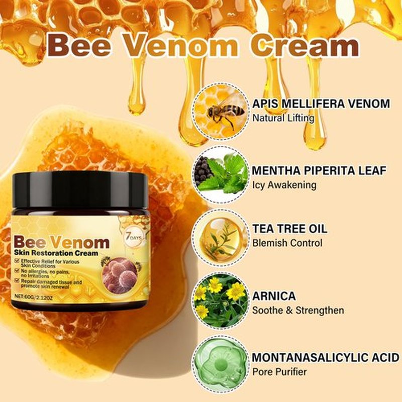 Bee Venom Facial Treatment Cream for Fine Lines & Improving Elasticity, 2.12 OZ (Pack of 2)
