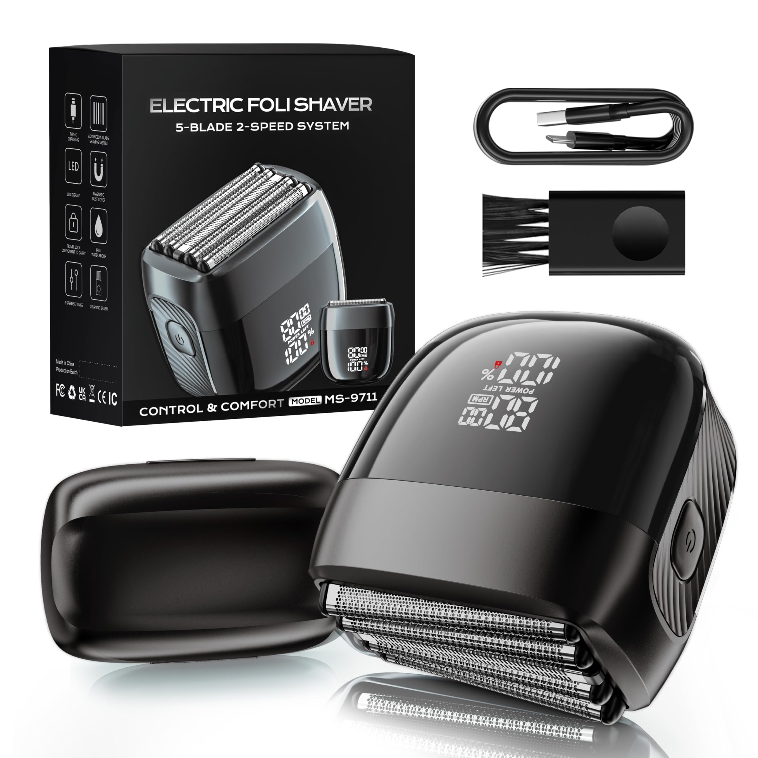 Upgraded 5-Blade System, IPX8 Waterproof & LED Display, 2 Power