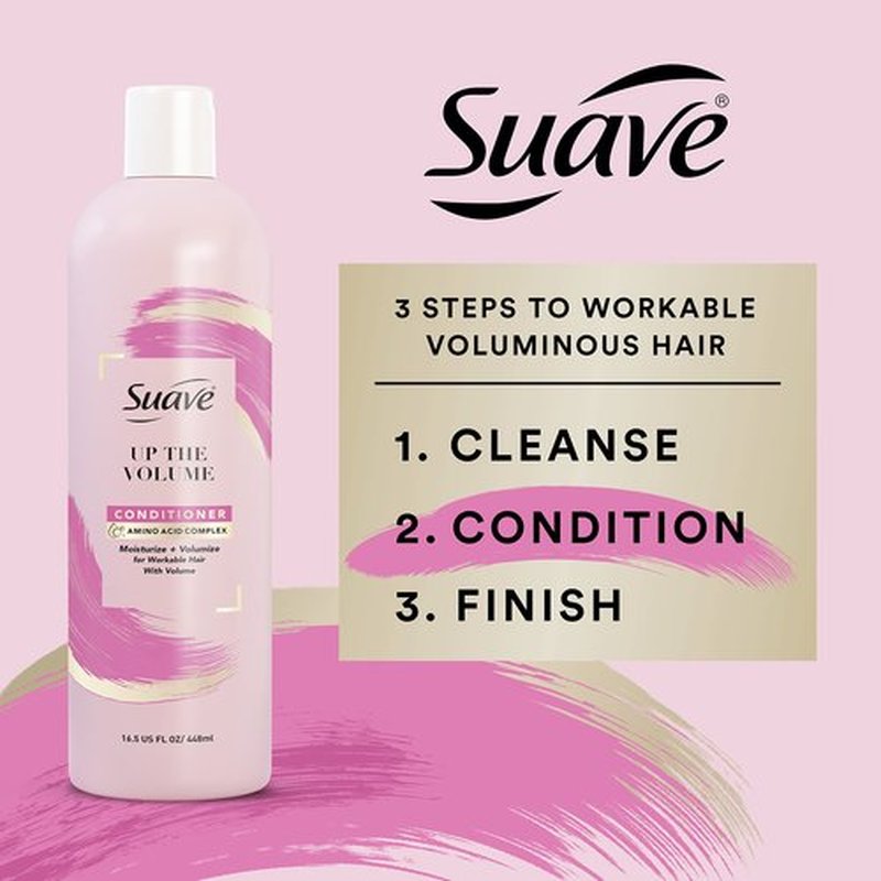 Suave Pink Up The Volume Volumizing Conditioner For Volumized Hair Volumizing Volume Conditioner With Amino Acid Complex 16.5oz