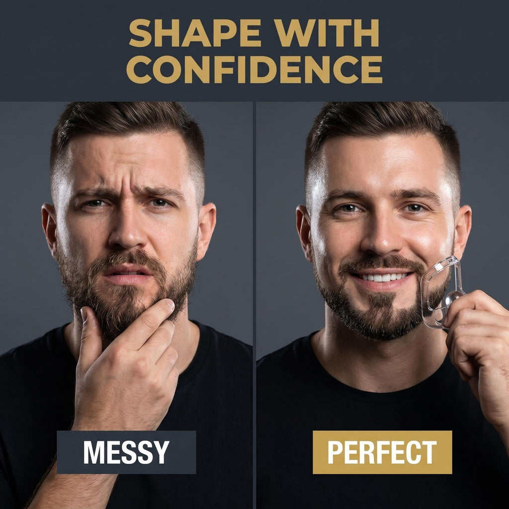 5 Pcs Men’s Beard Shaping Template Tool – Precision Beard Trimmer Guide for Home Grooming, Adjustable ABS Plastic, Easy to Use and Portable.