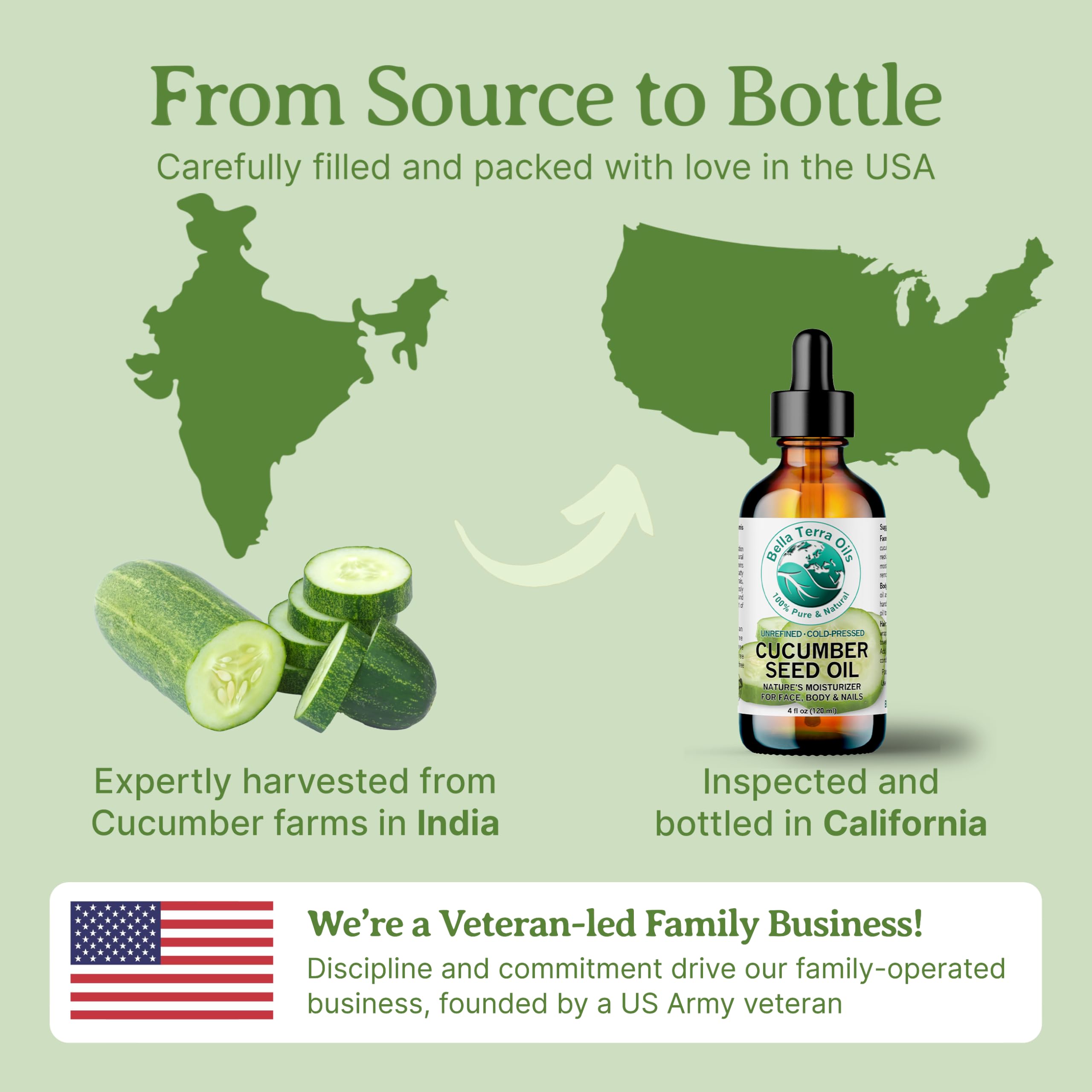 Bella Terra Oils - Cucumber Seed Oil 16 oz - Experience Pure Cucumber Extract, Brimming with Minerals & Antioxidants, Sublime Elixir for Face & Beyond