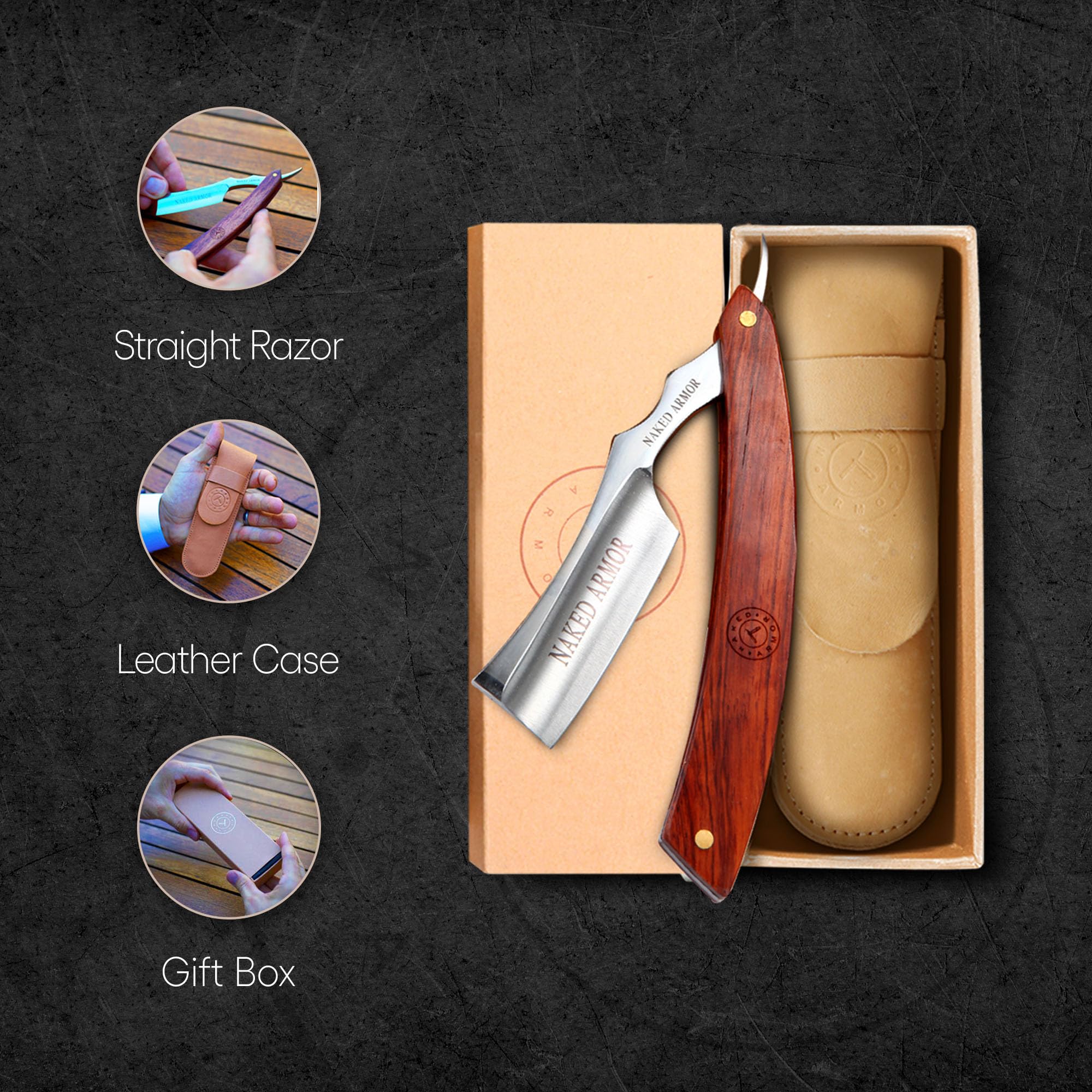 Naked Armor Thor Straight Razor, Shave Ready 7/8” Japanese Stainless Steel