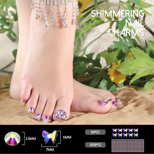 Teenitor 312pcs Clear Press On Nails Kit with Glitter, Acrylic Toe Nail Tips, Glue on Toenails for Women