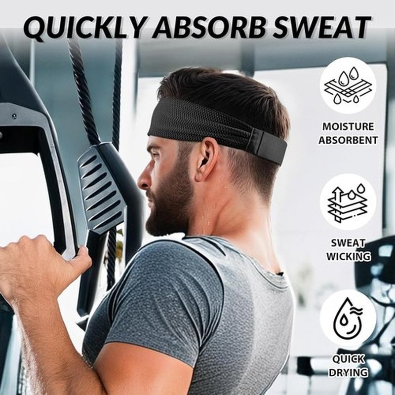 Sukeen Sports Headbands - Moisture-Wicking Non-Slip Sweatbands for Men | Breathable Elastic for Running & Fitness