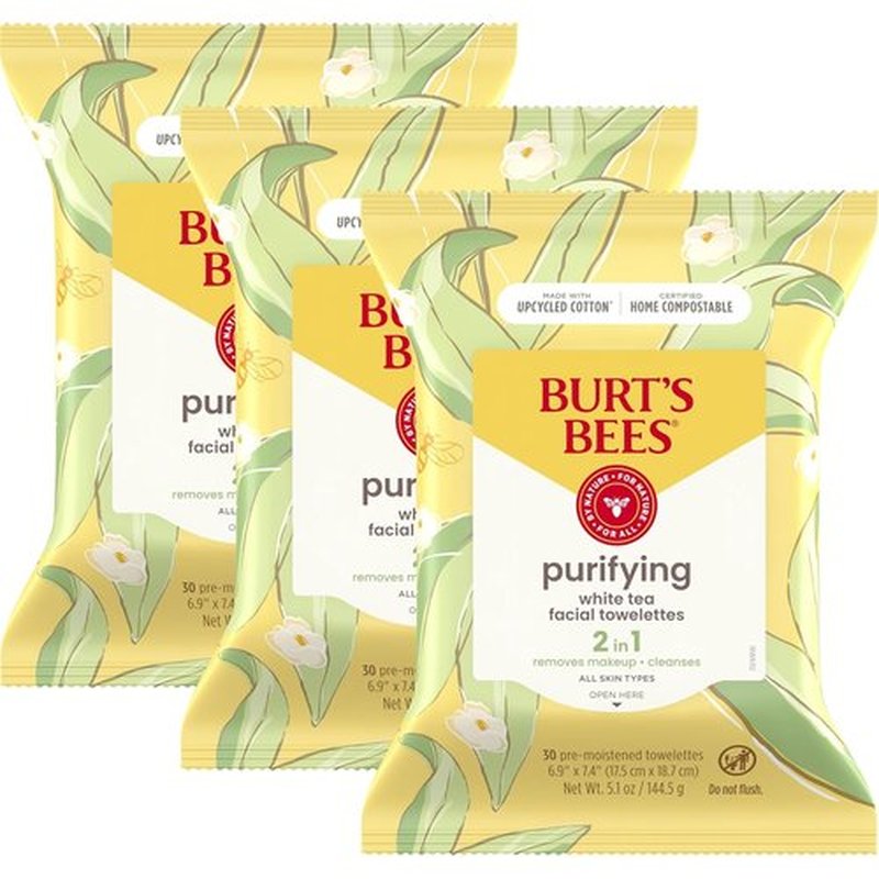 Burt's Bees Face Wipes - Hydrating Makeup Remover for All Skin Types | 30 Count (3-Pack)