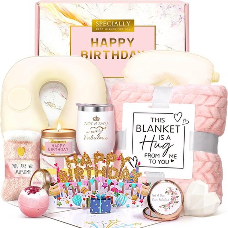 HSOEIXL Spa Birthday Gift Basket - Unique Relaxation Set with Blanket for Women | Perfect for Mom, Sister, Girlfriend, and More