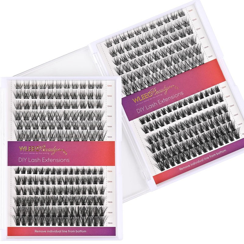 Wleec Beauty Lash Clusters DIY Eyelash Extensions, 156PCS Individual Lashes D Curl Clusters Eyelash Extensions (LC85, 2 Styles Mix 10-16mm)