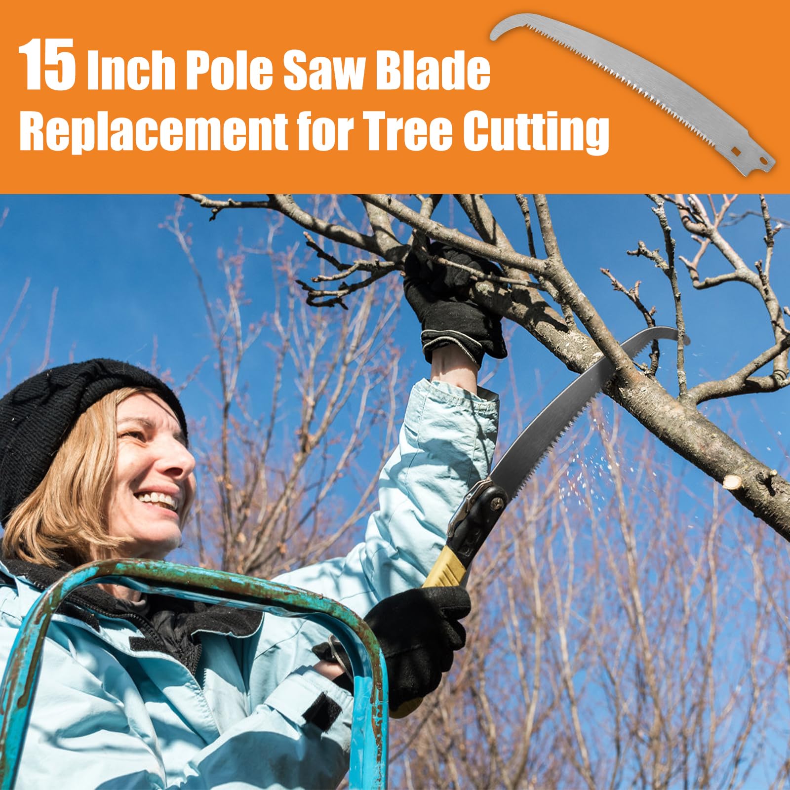 GJK 15 Inch Pole Saw Blade Replacement for Fiskars Pruning Saws and Tree Pruners, Pruning Saw Blade with Power Tooth Design, Garden Saws Part