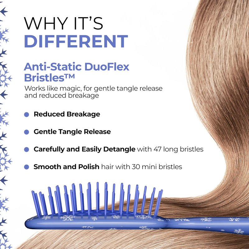 UNbrush Mini Holiday Hair Brush for Pain-Free Brushing On All Wet/Dry Hair Types — Mini UNbrush Detangling Brush with Durable Anti-Static Bristles, Lightweight & Vented — Christmas Hair Care Gifts