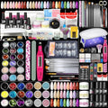 Acrylic Nail Kit for Beginners with Everything Professional 3pc Acrylics Powder 6pcs Gel Nail Polish 18pcs Glitter Decoration Powder Nails Kit Acrylic Set with Tips Nail Light Valentines Day Gifts