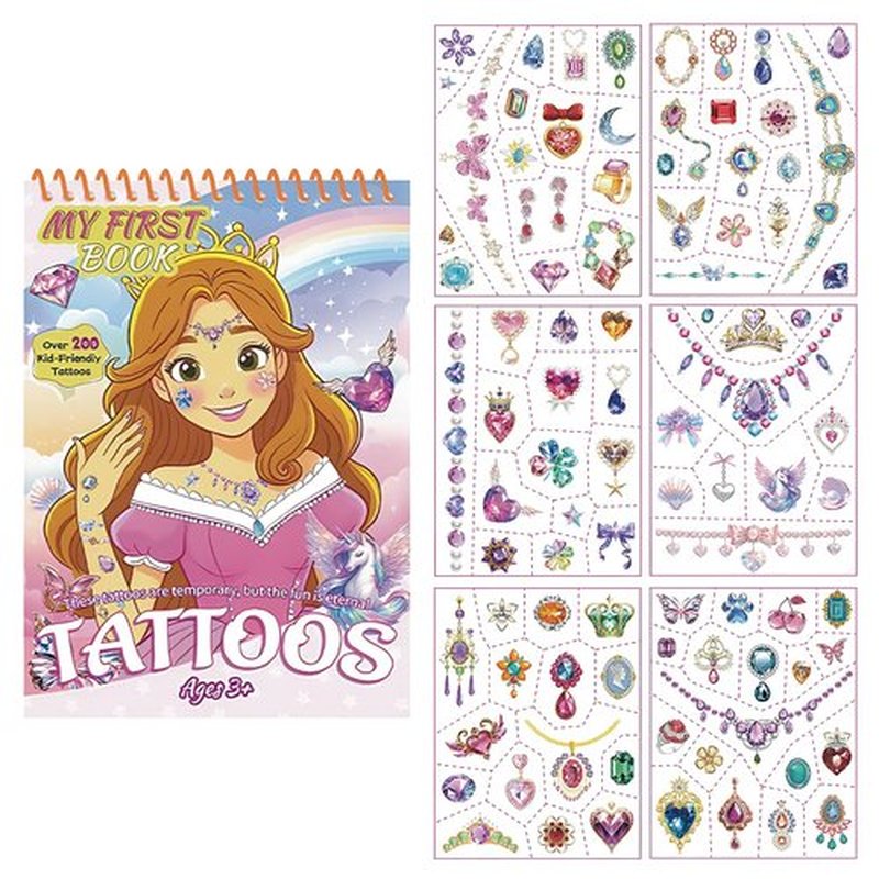 Pre-Cut 90+PCS Princess Temporary Tattoos for Kids, Safe Peel & Apply Fairy Jewelry Tattoos, Waterproof Birthday Party Favors for Girls