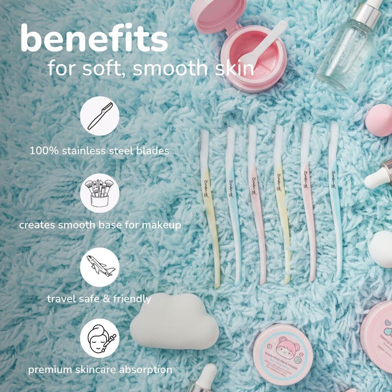 The Crème Shop Flawless Face Precision Dermaplane Razor - One Blade for Gentle Exfoliation, Dermaplaning, Facial Hair Removal and Eyebrow Shaping (Pack of 6) (Multicolor)