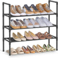 SONGMICS 3-Tier Shoe Rack - Slim Space-Saving Storage for Hallway | Metal Frame, Black Non-Woven Shelves