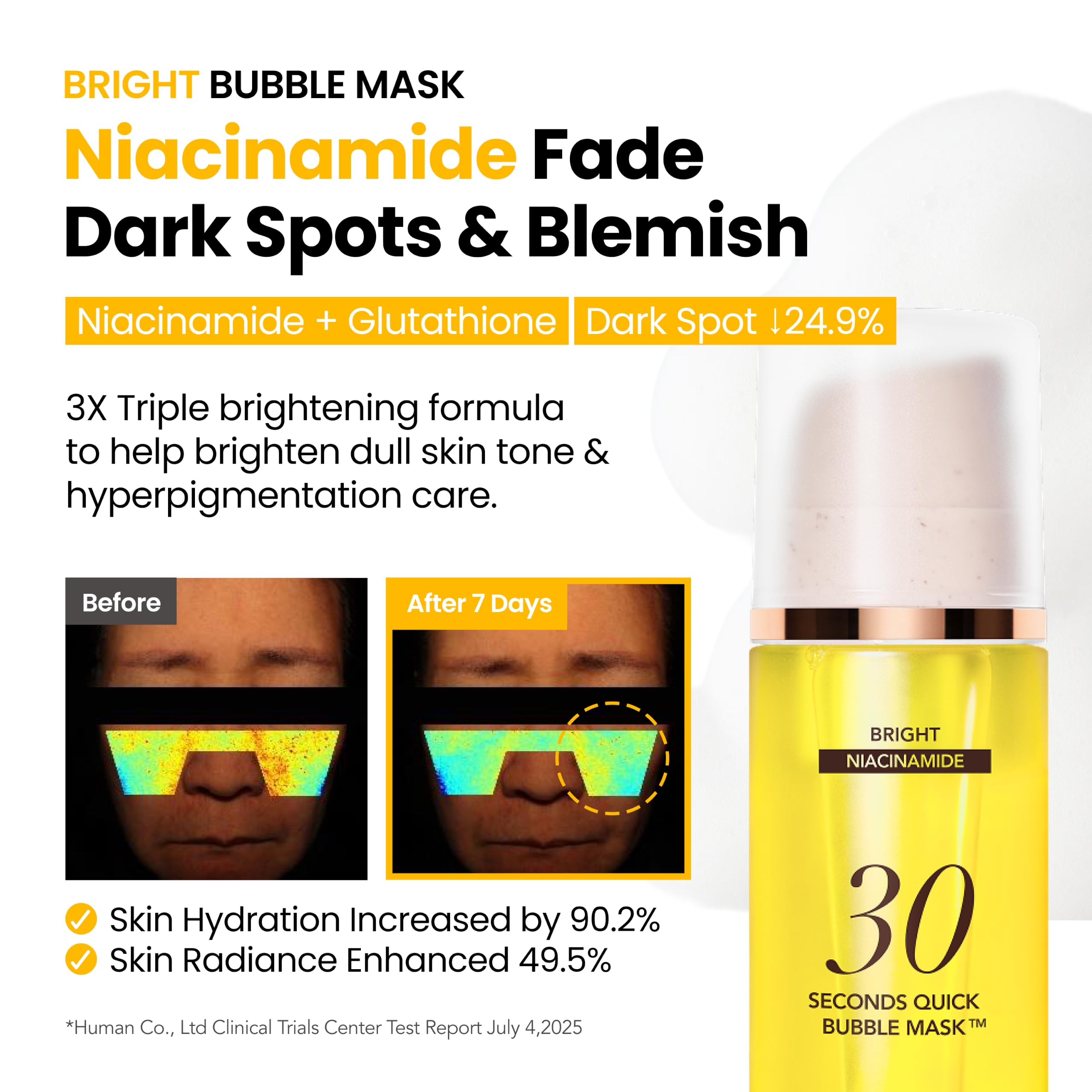MENOKIN Korean Face Mask 3sets [30 seconds Quick Bubble Mask] (Collagen, Brightening, Moisturizing), Hydration improvement, Radiance-boosting, Easy-to Use, Glass Skin, 3.21 fl.oz