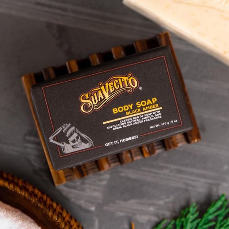 Suavecito Body & Hand Soap Bars Moisturizing With Masculine Black Amber Fragrance 6 oz 3 Pack