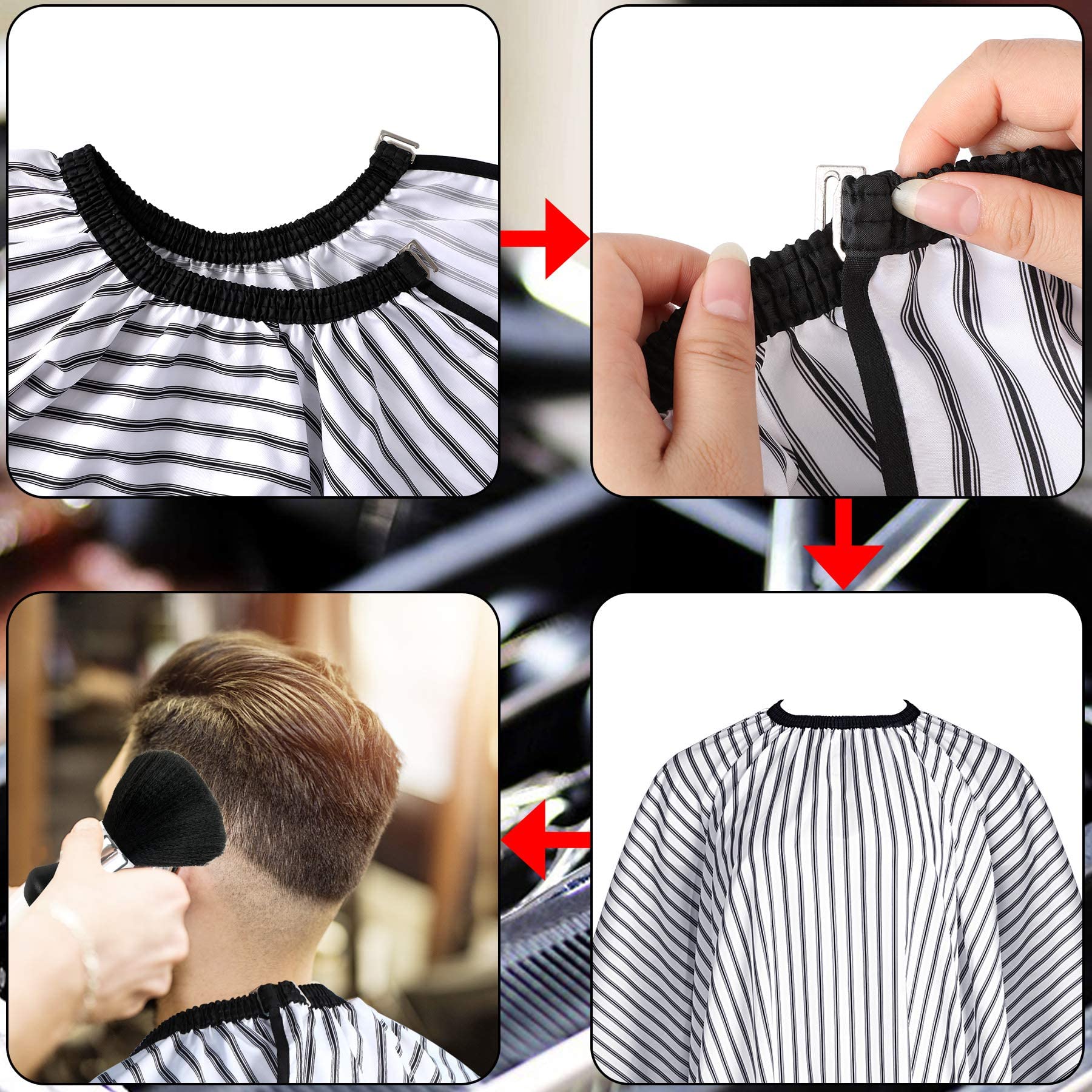 FEBSNOW Barber Cape Professional Hair Cutting Cape with Neck Duster Brush