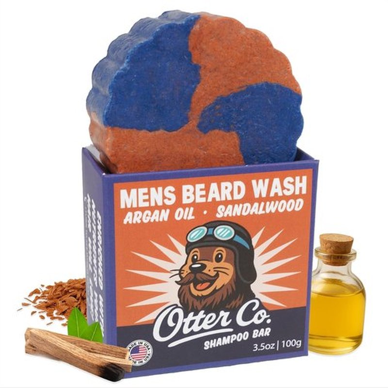Otter Co. Men's Shampoo Bar & Beard Wash - Argan Oil & Sandalwood | Vegan, Sulfate-Free, Organic - All Hair Types