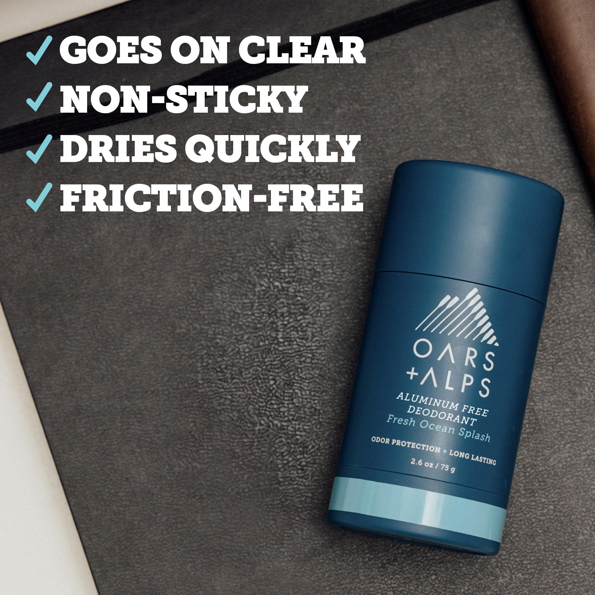 Oars + Alps Aluminum Free Deodorant for Men | Long Lasting Odor Protection, Clear & Free of White Residue, Anti-Chafing Smooth Glide, Dermatologist Tested, Fresh Ocean Splash, 3pk, 2.6oz