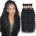 Miokimou Human Braiding Hair for Boho Braids 150g 5 Bundles/Pack 20 Inch Deep Wave Boho Hair for Braiding Knotless 12A Curly Bulk Bohemian Natural Black